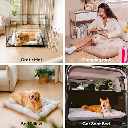 FUNNY FUZZY 2 in 1 Dog Bed Crate Pad Mat, Washable Reversible Pet Floor Mats,Fluffy Kennel Pad for Small Large Sized Dog,Indoor Cats,Sleeping Mattress, 23.6" × 17.9", Midnight Blue