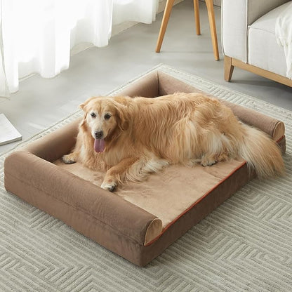 BFPETHOME Washable Large Dog Bed, Big Couch Bed with Removable Washable Cover, Orthopedic Egg-Crate Foam & Waterproof Lining