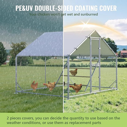 Large Metal Chicken Coop, 10x6.5x6.5FT Chicken Runs for Yard with Cover,