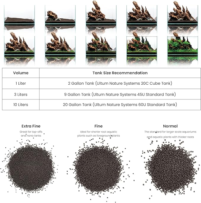 Ultum Nature Systems Controsoil - Freshwater Aqua Soil Substrate for Fish, Shrimp, Live Plant Propagation and Aquascaping - 6.8pH Low Ammonia, Volcanic Ash - Black, Extra Fine (1 Liter | 2LB)