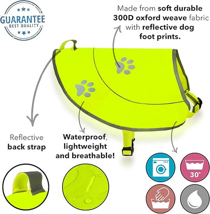 Dog Reflective Vest - Comfortable Jacket Safety Hunting, High Visibility for Dogs with Elastic Straps and Clasp Closure- Yellow, X-Large