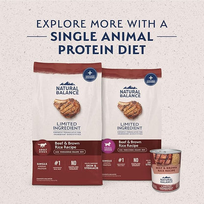 Natural Balance Limited Ingredient Adult Dry Dog Food with Healthy Grains, Beef & Brown Rice Recipe, 12 Pound (Pack of 1)