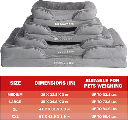 The Dog’s Bed, Orthopedic Standard Foam Waterproof Dog Bed with Standard Support, Medium Silver Grey Plush, Waterproof, Supportive Dog Bed with Replaceable Covers, Veterinary Approved