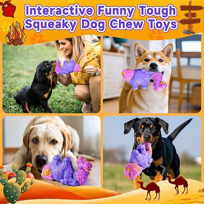 Tough Dog Toys for Aggressive Chewers, Durable Indestructible Nylon Dog Chew Toys for Large Medium Small Breeds, Squeaky Chew Toy for Puppy Teething, Interactive Dogs Toy Keep Them Busy (Wood Flavor)