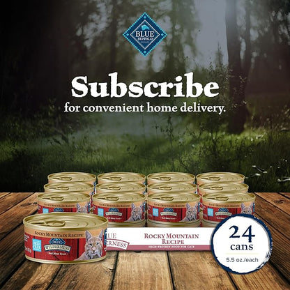Blue Buffalo Wilderness Rocky Mountain Recipe Adult Wet Cat Food Paté, Chicken-Free & Grain-Free Recipe, Made with Natural Ingredients, Red Meat Feast, 5.5-oz. Cans (24 Count)