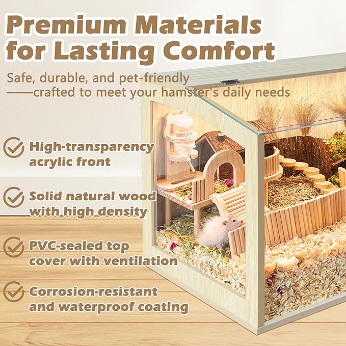Prolee Hamster Cage Chewproof, Large Hamster Cage Guinea Pig Cages Openable Top with Acrylic Sheets Solid Built, 24"
