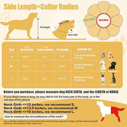 HOMBYS Soft Dog Cone for Dogs and Cats, Cute & Fluffy Flower Shape for Claming, Adjustable Dog Collar Alternative After Surgery, Protective Elizabethan Collar for Dogs Recovery & Stop Licking, L