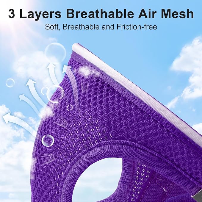 Light Up Dog Harness,Rechargeable LED Dog Harness for Small Medium Large Dogs,Reflective Lighted Safety Vest for Night Walking & Camping,Lightweight & Adjustable,Purple,L