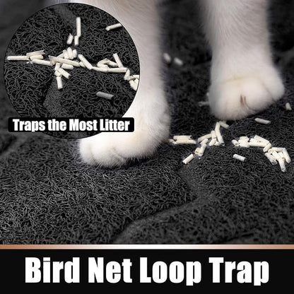 Yimobra Cat Litter Mat, 47"x36" Litter Box Mat with Litter Lock Mesh, Soft Cat Litter Mat Litter Trapping Mat, Easy to Clean, Non-Slip, Water Resistant, Litter Free Floors, Black