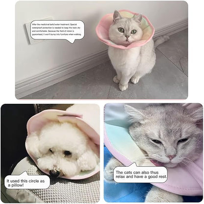 Touchdog Foldable Dog Cone Collar for Cats & Dogs - Adjustable Soft Recovery Collar with Waterproof PU Coating, Lightweight Design, 24.5cm/9.6in Wide Barrier (Blue Gradient Color, XL)