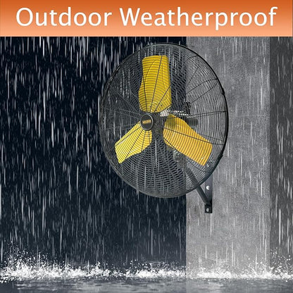 HiCFM 24" Oscillating Wall Fan, 8900 CFM High Velocity Industrial Wall Mounted Heavy Duty Shop Fans with 3 Speed Settings 80° Oscillation for Outdoor Commercial Garage Warehouse workshops Factory