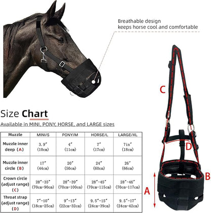 BARN & STABLE Horse Grazing Muzzle Halter for Easy Breathe, Comfortable Professional Horse Muzzle Grazing with Adjustable Straps, Velcro and Buckles, Suitable for Precaution of Laminitis