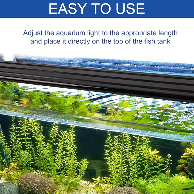 Led Aquarium Light, Full Spectrum Fish Tank Lights, 10/20 Gallon Freshwater Fishtank Hood Lighting for Grow Fish, Plants, Adjustable from 19 to 24 Inch