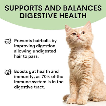 Probiotic for Cats & Kittens - Cat Probiotic Powder for Hairball Prevention, Digestive Support, Immune Health, Prebiotics, and Diarrhea Relief - Suitable for Indoor Cats & Kittens - 60 Scoops