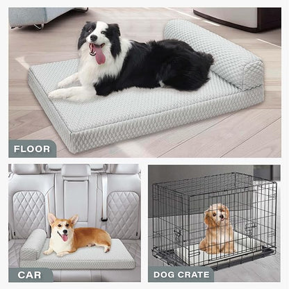 Tinaco Orthopedic Cooling Bed for Large Dogs & Cats - Removable, Washable Cover (White/Grey, Large)