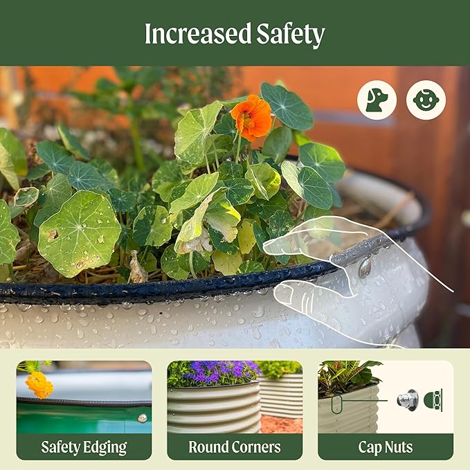 Vego garden Raised Garden Bed Kits, 17" Tall 9 in 1 8ft X 2ft Metal Raised Planter Bed for Vegetables Flowers Ground Planter Box-Olive Green