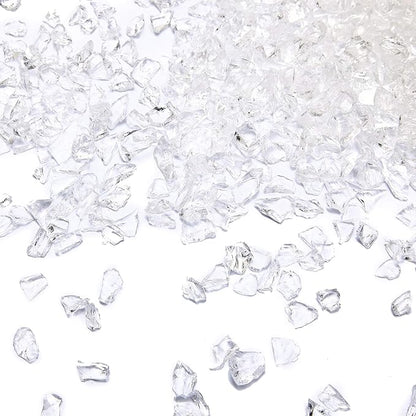 TWINKLING High Luster Crushed Glass Glitter, Broken Glass, Fire Glass Gems Chips for Fire Pit, DIY Resin Art, Epoxy Crafts, Geode Painting, Aquarium Decoration, 6-9mm(370g/13oz.) (Clear/Transparent)