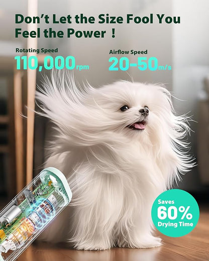 L&W BROS. Hands-Free Dog Dryer – Powerful & Professional Pet Blow Dryer for Small & Medium Dogs & Cats, Adjustable Airflow, Easy Storage, Negative Ion Technology (Green)
