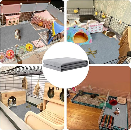 Guinea Pig Cage Liner, 1 Pack - Washable, Reusable, Leakproof Fleece Bedding Pads for Small Animals with Anti-Slip Bottom - for C&C 2X4 Area, Gray