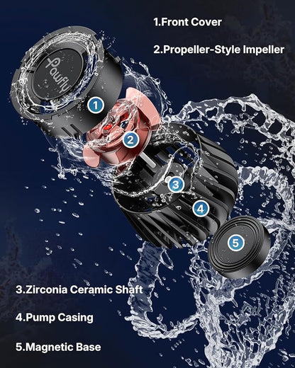 Pawfly 2100 GPH Wave Maker for Aquarium, DC 24V 10W Aquarium Powerhead with LED Controller, Quiet Submersible Wavemaker, Water Circulation Pump for 30-300 Gallon Freshwater Saltwater Tank