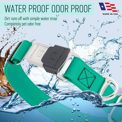 Dogline Biothane Waterproof Dog Collar with Herm Sprenger Black Stainless Steel Quick Release Buckle – Heavy Duty Tactical Durable Collar for Dogs – Comfortable and Safe Pet Collar W 3/4" L12-19 Teal