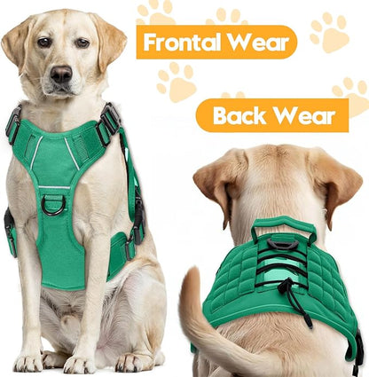 Heavy-Duty Tactical Dog Harness for Large Dogs, No Pull Adjustable Reflective Pet Vest with Molle System, K9 Military-Grade Control for Service Training, Outdoor & 10+ Breeds, Turquoise, X-Large