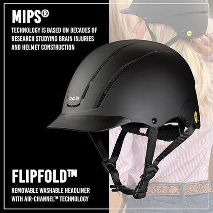 Troxel Spirit MIPS Technology Full Coverage Horse Riding Helmet, Horseback Riding Gear for Equestrians, Medium (7-7-3/8), Black Duratec