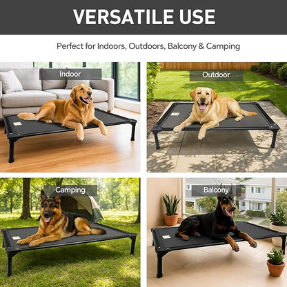 Sytopia 42'' Outdoor Elevated Dog Bed for Large Dogs, Chew-Proof Pet Camping Raised Cot with Breathable Mesh - Durable Frame, Cooling Hammock Bed, Non-Slip Feet, Waterproof, Easy Clean