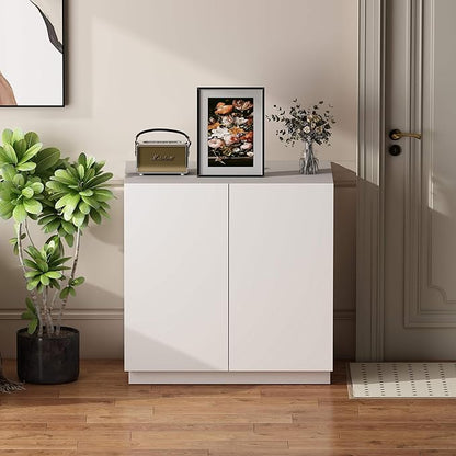 Large/Tall Litter Box Enclosure, Modern Wooden Litter Box Furniture for XL Litterbox with Hidden Storage as Sideboard Cabinet (White)