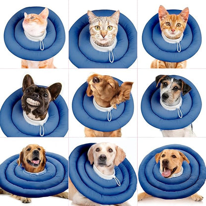 IDOMIK Dog Recovery Collar, Waterproof Soft Dog Cone After Surgery, Comfy Protective Elizabethan Collar Alternative for Dogs Cats, Adjustable Pet Neck Donut Cone Anti-Licking Biting Wounds,Navy,2XL