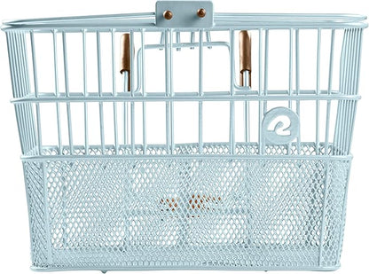 Retrospec Apollo Detachable Front Bike Basket Steel Half-Mesh with Integrated Detachable Hooks and Built-In Handle, Easy Assembly and Portability for Bicycles