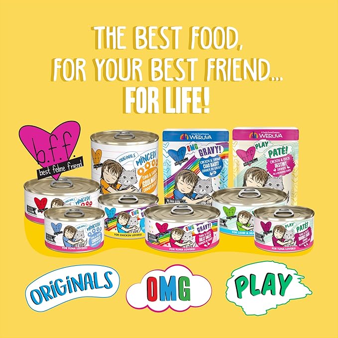 Weruva B.F.F. Play - Best Feline Friend Paté Lovers, Aw Yeah!, Chicken, Duck & Turkey Take a Chance with Chicken, Duck & Turkey, 2.8oz Can (Pack of 12)