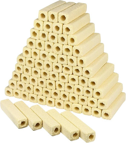 RealPlus Ceramic Bio Filter Media for Aquarium Sump Canister Pond Fish Tank Canister Koi Pond, Vast Surface Area, 80pcs, Yellow