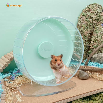 Niteangel Super-Silent Hamster Exercise Wheels: - Quiet Spinner Hamster Running Wheels with Adjustable Stand for Hamsters Gerbils Mice Or Other Small Animals (M, Mint Green)