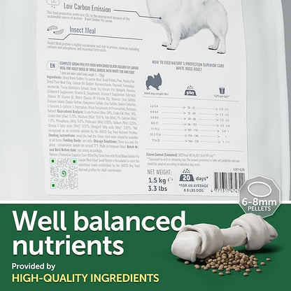 Nature's Protection Superior Care White Dogs Grain-Free Dry Dog Food - High Protein, Tear Stain Dog Food for Small & Mini Breeds Light Coated Adult Dogs, Fresh Pet Meal, Insect, 22 lb