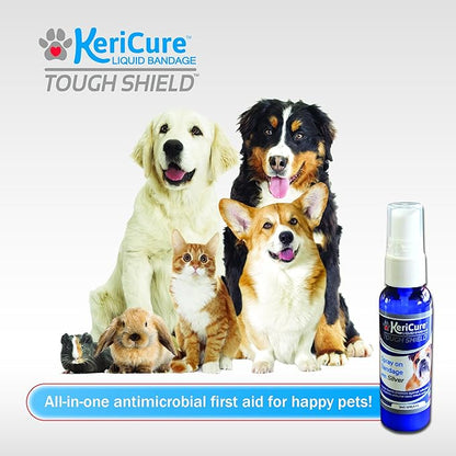 Tough Shield Silver Liquid Bandage, 2 Pack, Spray on Bandage with Silver Hydrosol for Pets and Small Animals, 2oz First Aid Sprays for Dogs, Cats - Soothes, Seals, and Protects