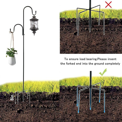 MIPON 78 Inch Double Shepherds Hooks for Outdoor Bird Feeder,Hanging Plants,Solar Light,Adjustable 78/62/46/30 Inch,3/4 Inch Width Garden Shepards Hook
