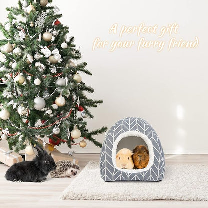 Guinea Pig Hideout Bed Rabbit House Cave Accessories Cozy Hide-Out for Bunny Hedgehog Ferret Chinchilla&Other Small Animals (Grey)