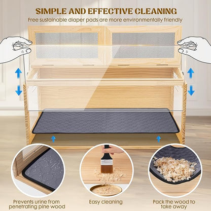 Hamster Cage 32 Inch Wooden Chewproof, 270° View Habitat with Bite-Proof Metal Mesh & Dual Access Doors, Acrylic Sheets & Solid Build for Dwarf Syrian Hamsters/Gerbils/Guinea Pigs/Chinchillas