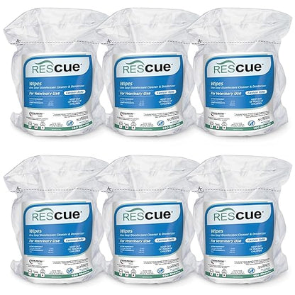 REScue One-Step Disinfectant Cleaner & Deodorizer Wipes for Vet Use – Cleaner for Kennels, Litter Boxes, Vet Offices, Pet Grooming Surfaces, Pet Boarding – Wipes Canister Refill, 160 Count (6 Pack)