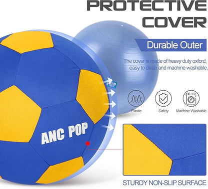 Herding Ball for Dogs Horse Ball & Cover 25" for Horses Large with Hand Pump for Play, Blue and Yellow