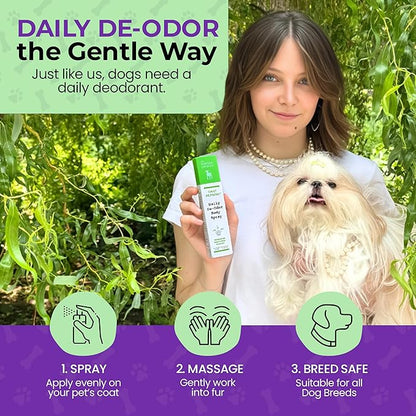 Luxury Daily Dog Deodorant & Grooming Spray – Long-Lasting, Odor Eliminating Pet Deodorizer Spray for Dogs’ Coat & Skin – Gentle & Clean, Irresistible Fresh Spa Scent 5.07 Fl oz.