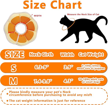 Soft Adjustable Recovery Collar - Comfortable Elizabethan Neck Protective Collar for Cats After Surgery (Orange, Small)