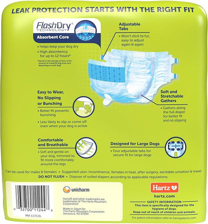 New! Hartz® Comfitables® Disposable Dog Diapers, Size XL 5 count, Comfortable & Secure Fit, Easy to Put On, Super Absorbent Male and Female Diaper