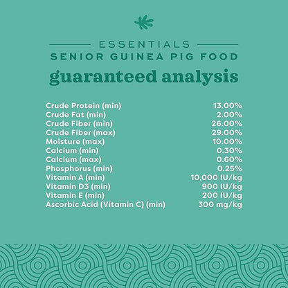 Oxbow Essentials Guinea Pig Food, Senior, Made Alfalfa for Guinea Pig, Pet Food Pellets with Vitamin C, Small Animal Pet Products, Made in USA, High Fiber, 8 lb. Bag