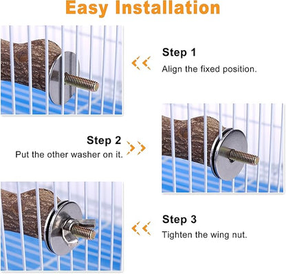 Natural Wood Bird Perch Stand Platform, Hanging Round Wooden Rotating Platform Pet Parrot Bird Cage Perches for Parakeet Parrots Cockatiel Hamster Gerbil Chinchillas(Round Platform)