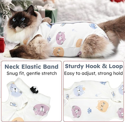 Cat Recovery Suit for Spay Abdominal Wounds, Breathable Cat Onesie for Cats After Surgery Female, Kitten Surgical Recovery Suit Female Cone of Shame Alternative for Cats Anti Licking