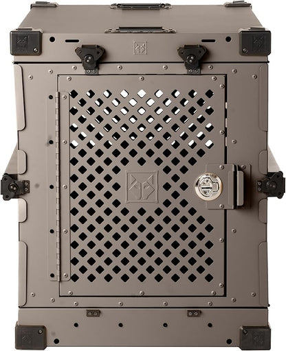 Impact Collapsible Dog Crate - Foldable Hard Crate for Intermediate Dogs - Heavy Duty Travel Kennel with Powder-Coated Aluminum - Quick Setup for Indoor & Outdoor (Gray, 34" (34.5" L x 23" W x 29" H))
