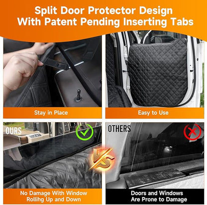 XL Dog Truck Seat Cover with Car Door Protector, for Trucks with Flip Up Rear Seats, Waterproof Full Coverage Dog Seat Cover for Full Size Crew Cab Trucks F150 F250