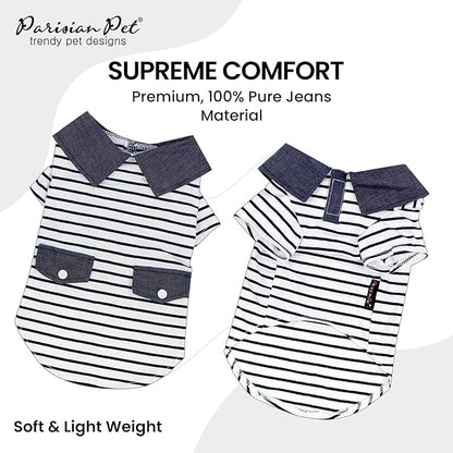 Parisian Pet Preppy Boy Polo Dog Shirt – Puppy Outfits – 100% Cotton Doggie Clothes – Cute Machine Washable Puppy Apparel - Dog Shirts for Large Dogs 2XL